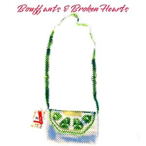 Bouffants & Broken Hearts Lime Shoulder Beaded Bag Nwt